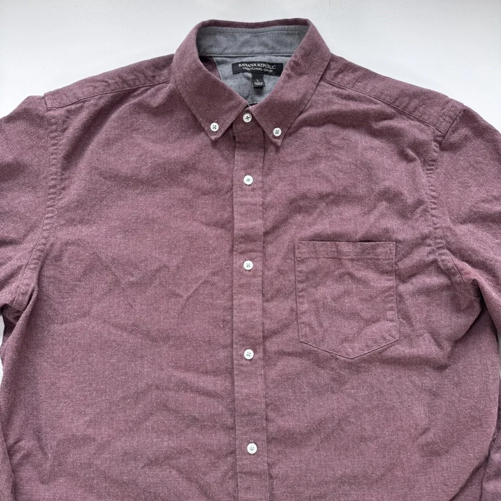 BANANA REPUBLIC Luxe Flannel Slim Fit Shirt Mens Large Red